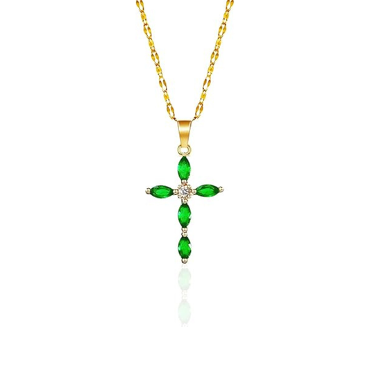 Oro Esmeralda Marquise Cross Collar