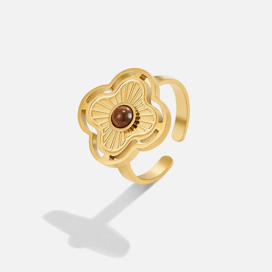 Oro Floral Open Anillo